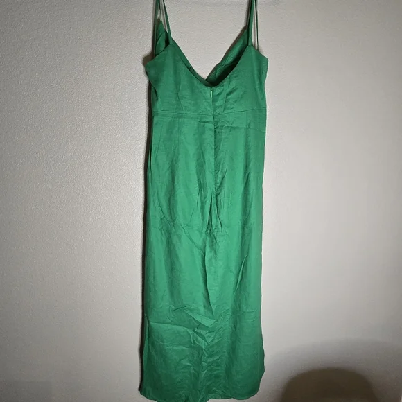 Zara Vibrant Green Linen Midi Dress - Picture 6 of 6